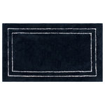 Mohawk Home - Mohawk Home Corona Knitted Bath Rug, Indigo/White, 1' 5" x 2' - Refresh the bath spaces around your home with this essential bath collection featuring a stylish classic bordered design. Fit for a spa, these plush bath rugs offer everyday durability, sumptuous softness, and exquisite style in a variety of versatile sizes and colors to bring any bath space to life. Designed to hold up under heavy wear and tear, these resilient bath rugs offer advanced soil, stain, fade, and skid protection - the perfect choice for high-traffic areas.