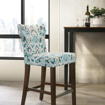 Chelsea Blue and Yellow Fabric Counter Height Chair