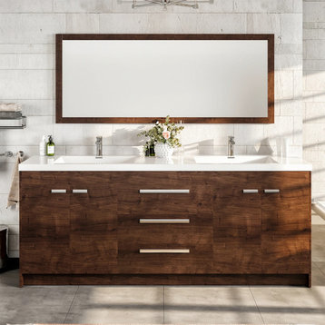 Eviva Lugano 84" Rosewood Modern Double Sink Bathroom Vanity
