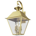 Livex Lighting - Wentworth 4 Light Natural Brass Outdoor Extra Large Wall Lantern - With its appealing natural brass finish and clear glass, the stunning Mansfield collection will make an elegant addition to any outdoor space. Formed from solid brass & traditionally inspired, this downward hanging four-light outdoor extra-large wall lantern is perfect for your entry way. Combining superb craftsmanship and affordable price, this fixture is sure to be a timeless addition to your home.