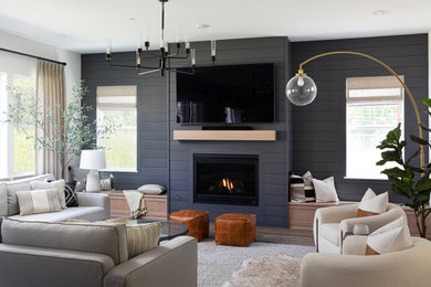 Example of a transitional living room design in Other