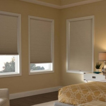 Room Darkening Shades! Wake up when you want to. You control the light.