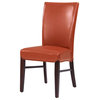Pemberly Row 19.5" Bonded Leather Dining Chair in Orange (Set of 2)