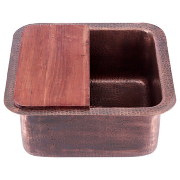 Nantucket Sinks' SQRC-7PS Copper Square Bar Sink and Cutting Board