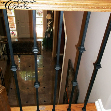 Stair railings and balconies.