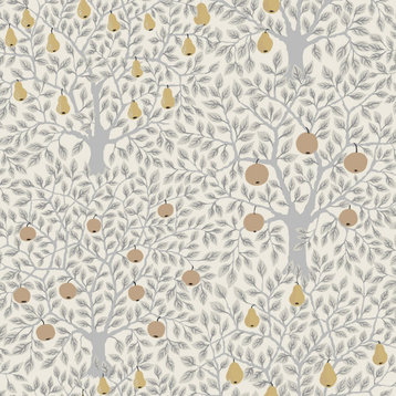 Pomona Light Grey Fruit Tree Wallpaper Bolt