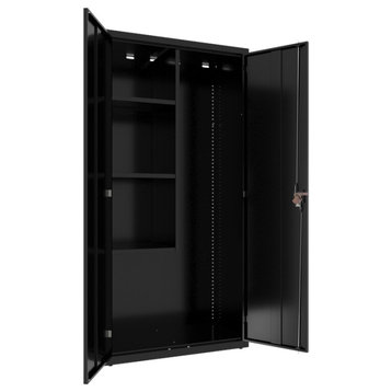 Hirsh Janitorial Metal Cabinet 18"D x 36"W x 72"H in Black