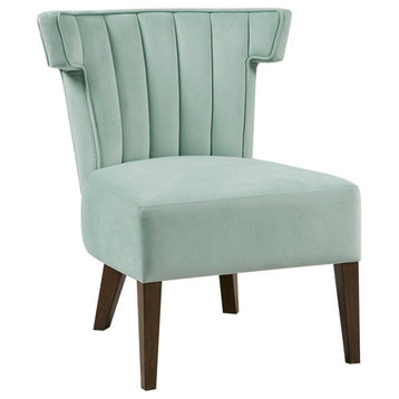 Madison Park Grafton T-Shape Simi Wing-Style Velvet Lounge Chair, Seafoam
