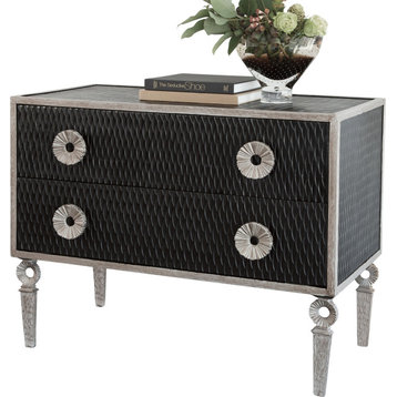 Artisan Chest - Black Distress Lacquer, Nickel, Antique Lacquer