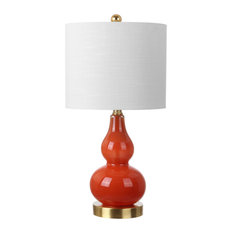Anya 20.5" Mini Glass Table Lamp, Orange, Single