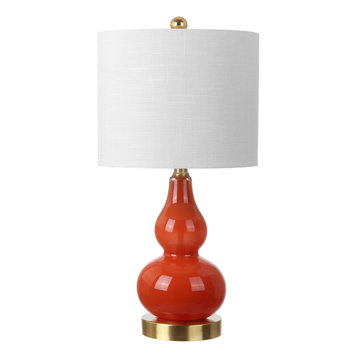 Anya 20.5" Mini Glass Table Lamp, Orange, Single