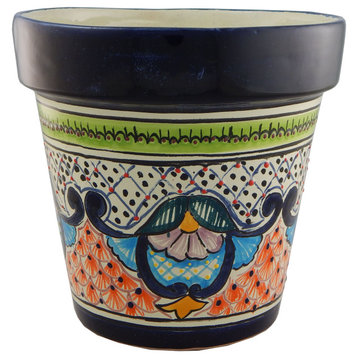 Mexican Ceramic Flower Pot Planter Folk Art Pottery Handmade Talavera 02