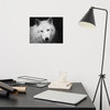 Black and White Portrait of White Wolf In The Forest Loose Wall Art Print, 11" X 14"