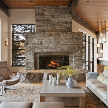 Custom cut granite fireplace
