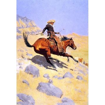 Frederic Remington the Cowboy 18"x27" Premium Canvas Print