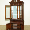 Mahogany Corner Curio Hutch Showcase Cabinet w/ Mirrored Back