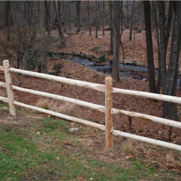 4 ft high Post and Rail, Full Round cedar fencing.