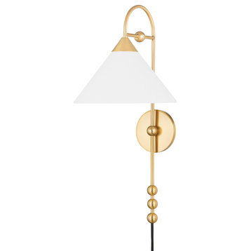 Sang 1-Light Portable Wall Sconce Aged Brass