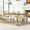 6-Piece Retro 72'L Rectangular Dining Table Set, Natural Wood Wash