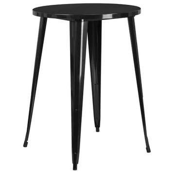 Bowery Hill Metal Patio Bistro Table in Black