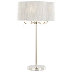 LumiSource - Lily 30" Metal Table Lamp - Enhance the look of your space with the Lily Table Lamp by LumiSource. This beautiful lamp features a candelabra style body with a polished nickel finish that compliments the scalloped shape and hardback linen shade. Add some style and function to any space with the unique Lily Table Lamp today!
