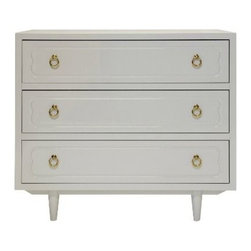 Meredith Lacquer Three Drawer Chest, Gray - Accent Chests And Cabinets