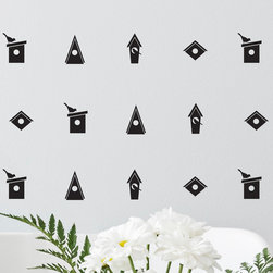 Birdhouses Icons Pattern Wall Decals - Wall Decals