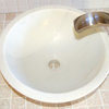 Modern White Marble Small Round Bathroom Vessel Sink, 14 Inch, Natural Stone