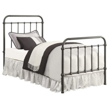 Bowery Hill Traditional Metal Twin Spindle Bed in Dark Bronze