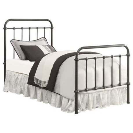 Bowery Hill Traditional Metal Twin Spindle Bed in Dark Bronze