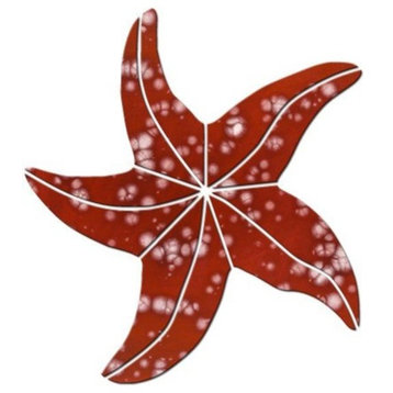 Large Starfish Ceramic Swimming Pool Mosaic 13", Red