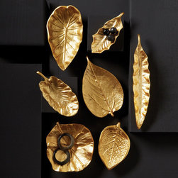 Tozai Home S/7 Small Brass Foliage Dishes - SKU: EBE100-GS7 - Major Kitchen Appliance Parts And Accessories