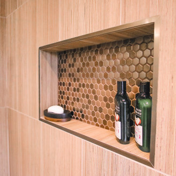 Shower Niche with Honeycomb Accent Tile
