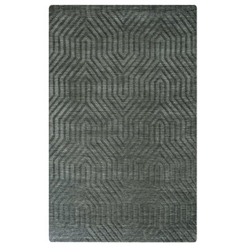 Technique 5' x 8' Solid Gray/Charcoal Hand Loomed Area Rug