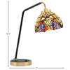 1-Light Desk Lamp, Matte Black/New Age Brass Finish, 7" Lynx Art Glass