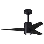Matthews Fan - Super Janet 42" Ceiling Fan, LED Light Kit, Matte Black/Matte Black - The Super Janet's remarkable design and solid construction in cast aluminum and heavy stamped steel make it the heroine in any commercial or residential space. Moving air with barely a whisper, its efficient DC motor turns solid wood blades. An eco-conscious LED light kit with light cover completes the package.