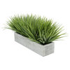 Artificial Frosted Farm Grass in 15" Grey-Washed Wood Trough