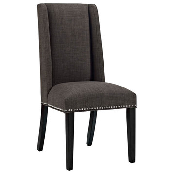 Baron Parsons Upholstered Fabric Dining Side Chair, Brown