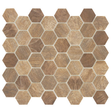 12.75"x11.25" Woodlandon Recycled Matte Glass Tile, Autumn Maple Brown