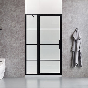 OVE Decors Milano 48 in. Black Framed Hinges Shower Door