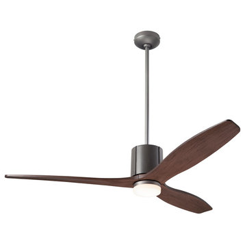 LeatherLuxe Fan, Graphite/Gray, 54" Mahogany Blade With LED, Wall/Remote Control