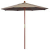 7.5' Wood Umbrella, Taupe