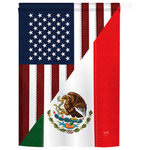 Breeze Decor - US Mexico Friendship 2-Sided Vertical Impression House Flag - Size: 28 Inches By 40 Inches - With A 4"Pole Sleeve. All Weather Resistant Pro Guard Polyester Soft to the Touch Material. Designed to Hang Vertically. Double Sided - Reads Correctly on Both Sides. Original Artwork Licensed by Breeze Decor. Eco Friendly Procedures. Proudly Produced in the United States of America. Pole Not Included.