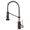 Bolden Commercial Style 2-Function Pull-Down 1-Handle 1-Hole Kitchen Faucet, Stainless Steel/ Matte Black