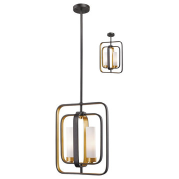 2 Light Mini Pendant in Architectural Style - 11 Inches Wide by 14.75 Inches