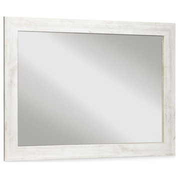 Ashley Furniture Paxberry 31" x 42" Wood Bedroom Mirror in White/Weatherworn
