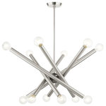 Livex Lighting - Livex LightiStafford, 12 Light Chandelier, Brushed Nickel/Satin Nickel - The Stafford collection inherits the multidirectioStafford 12 Light Ch Brushed NickelUL: Suitable for damp locations Energy Star Qualified: n/a ADA Certified: n/a  *Number of Lights: 12-*Wattage:60w Medium Base bulb(s) *Bulb Included:No *Bulb Type:Medium Base *Finish Type:Brushed Nickel