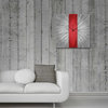 Red Stripe Clock, Contemporary Grey and Red Metal Wall Decor