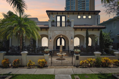 Inspiration for a mediterranean living room remodel in Tampa