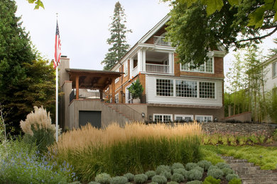This is an example of a transitional backyard garden in Portland.